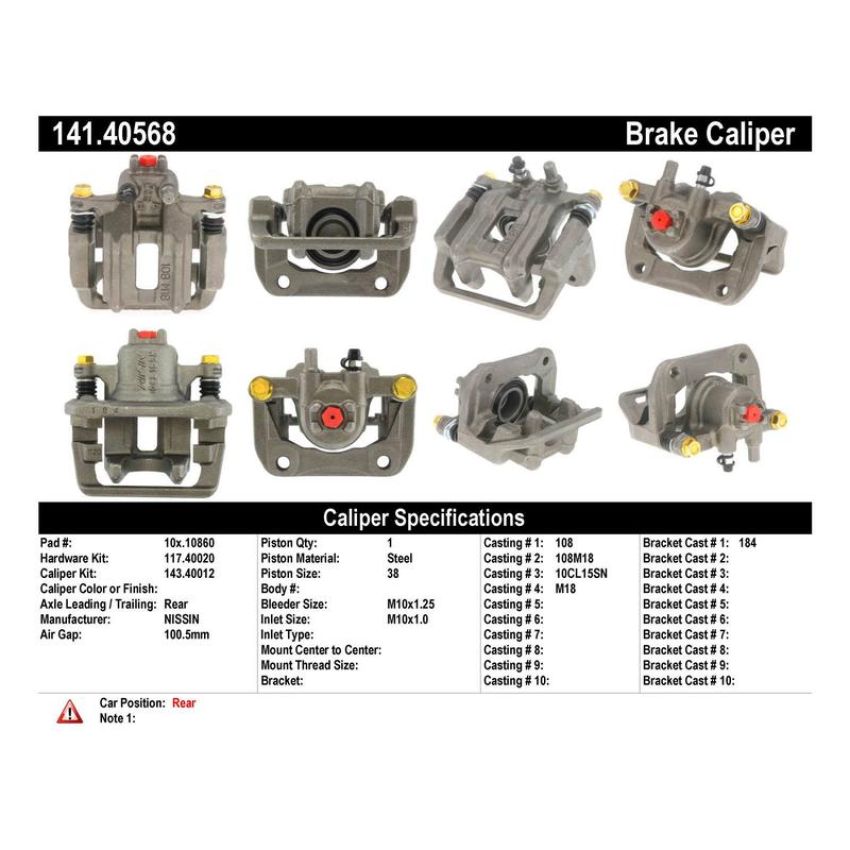 CENTRIC PARTS 141.40568 Centric Semi-Loaded Brake Caliper