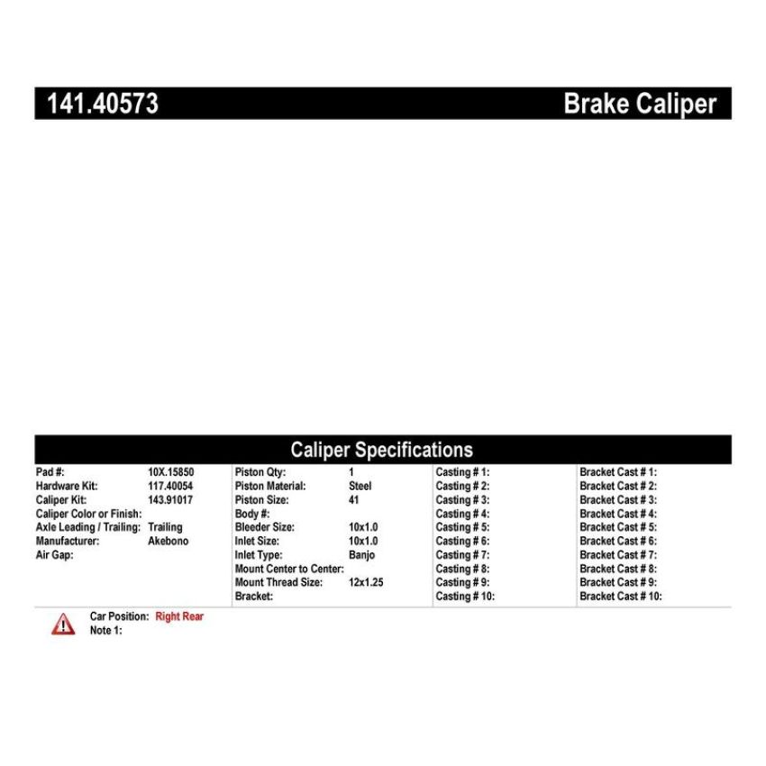 CENTRIC PARTS 141.40573 Centric Semi-Loaded Brake Caliper
