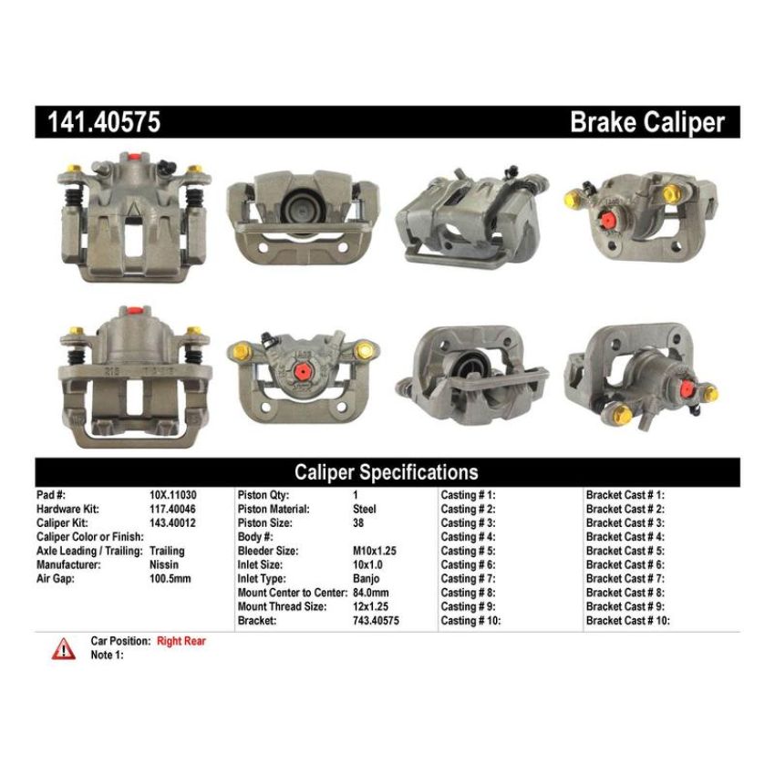 CENTRIC PARTS 141.40575 Centric Semi-Loaded Brake Caliper