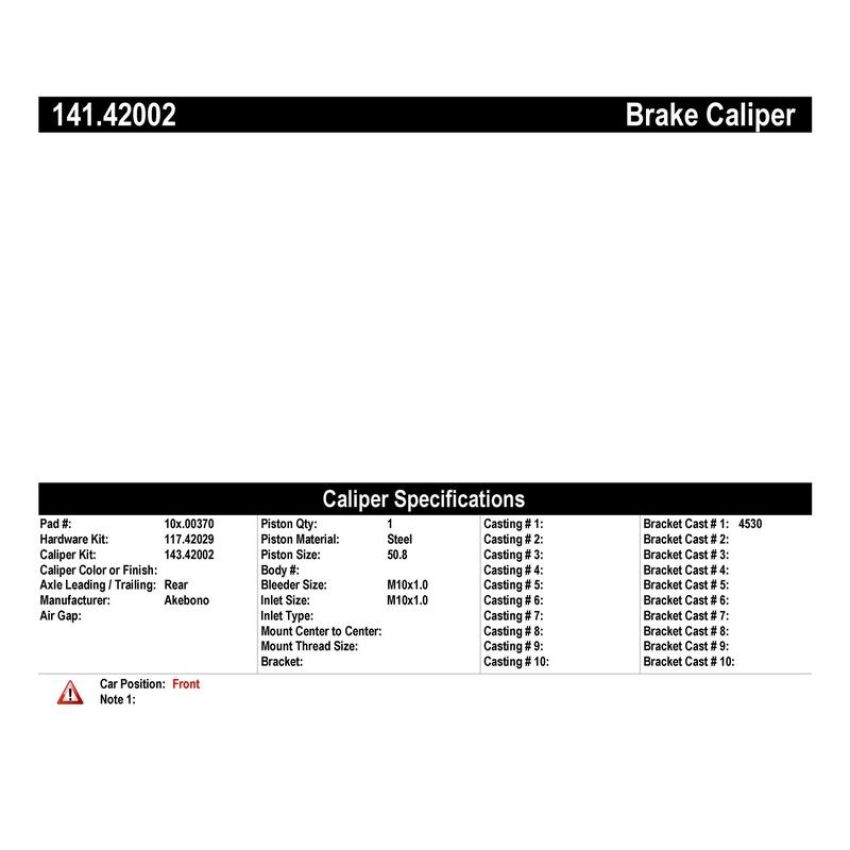 CENTRIC PARTS 141.42002 Centric Semi-Loaded Brake Caliper