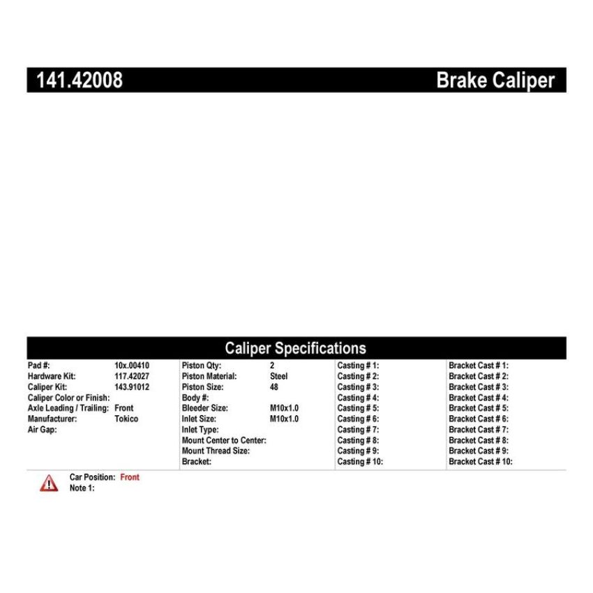 CENTRIC PARTS 141.42008 Centric Semi-Loaded Brake Caliper