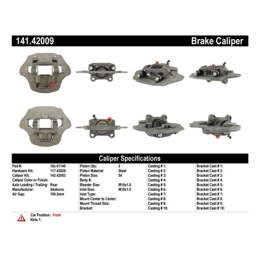 CENTRIC PARTS 141.42009 Centric Semi-Loaded Brake Caliper