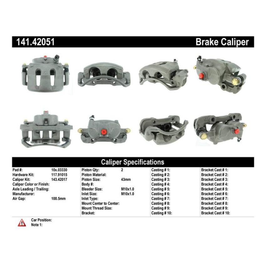 CENTRIC PARTS 141.42051 Centric Semi-Loaded Brake Caliper with New Phenolic Pistons
