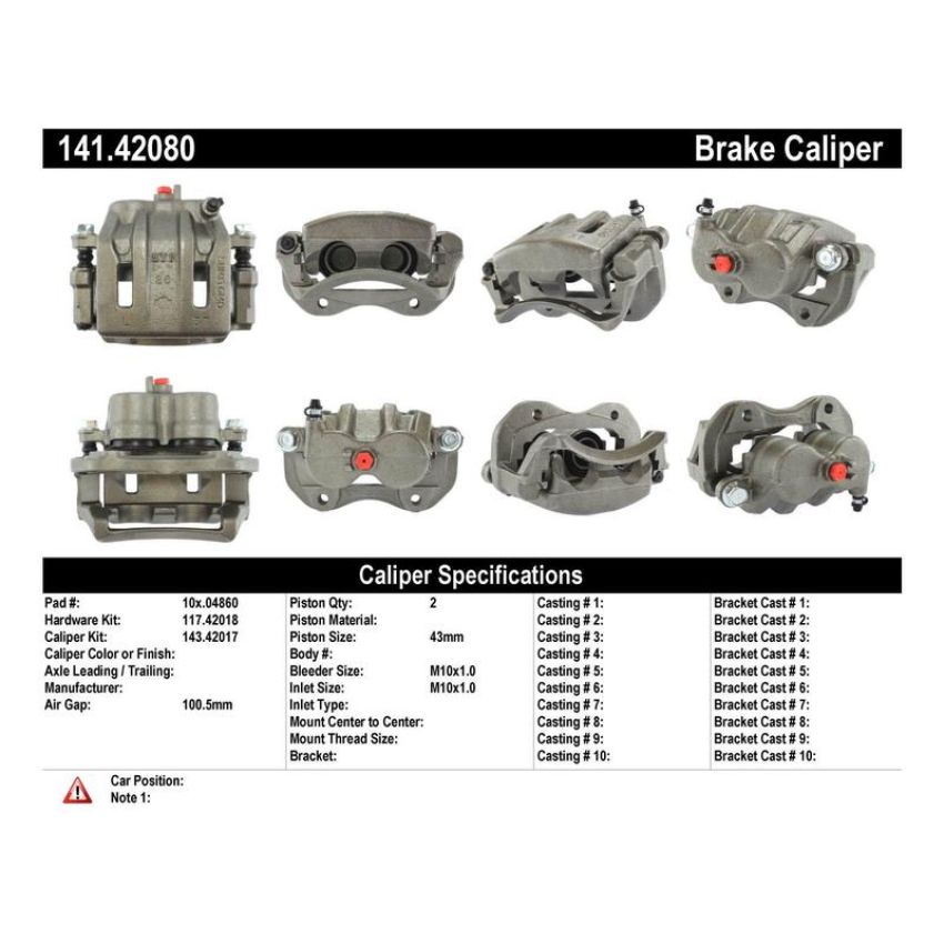 CENTRIC PARTS 141.42080 Centric Semi-Loaded Brake Caliper