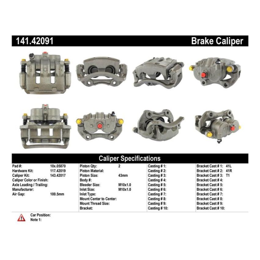 CENTRIC PARTS 141.42091 Centric Semi-Loaded Brake Caliper