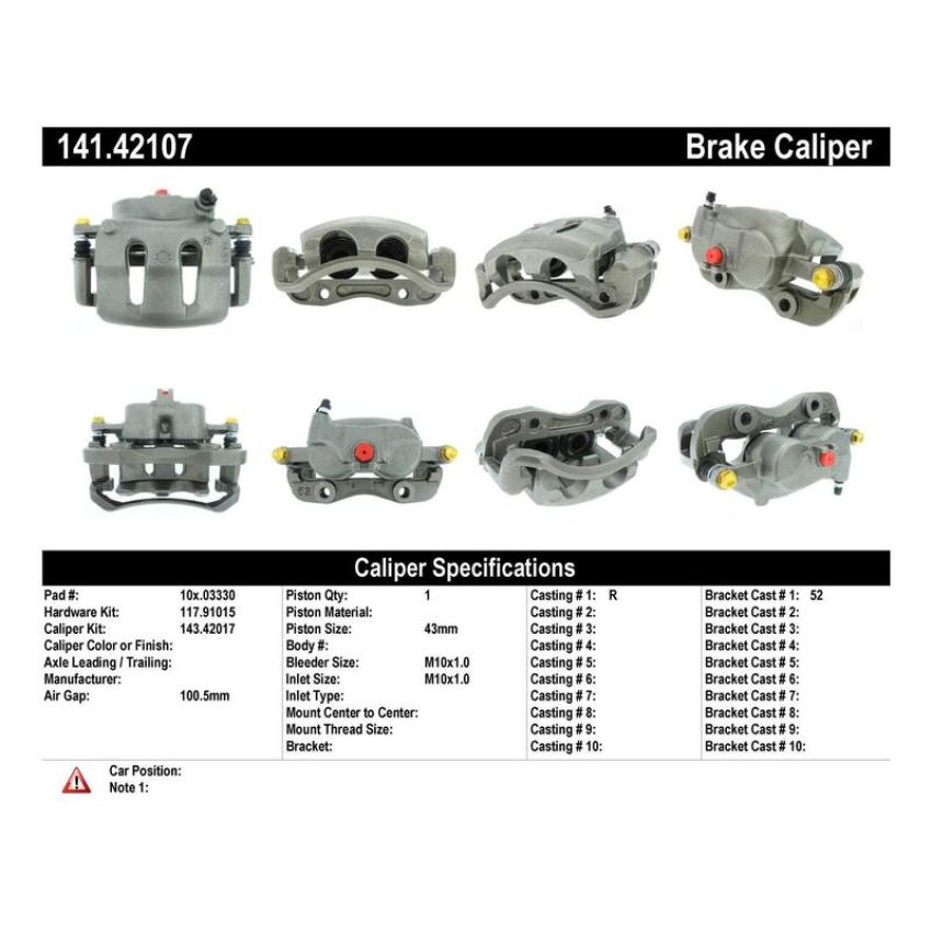 CENTRIC PARTS 141.42107 Centric Semi-Loaded Brake Caliper with New Phenolic Pistons