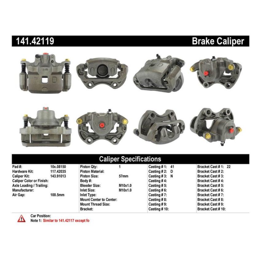 CENTRIC PARTS 141.42119 Centric Semi-Loaded Brake Caliper