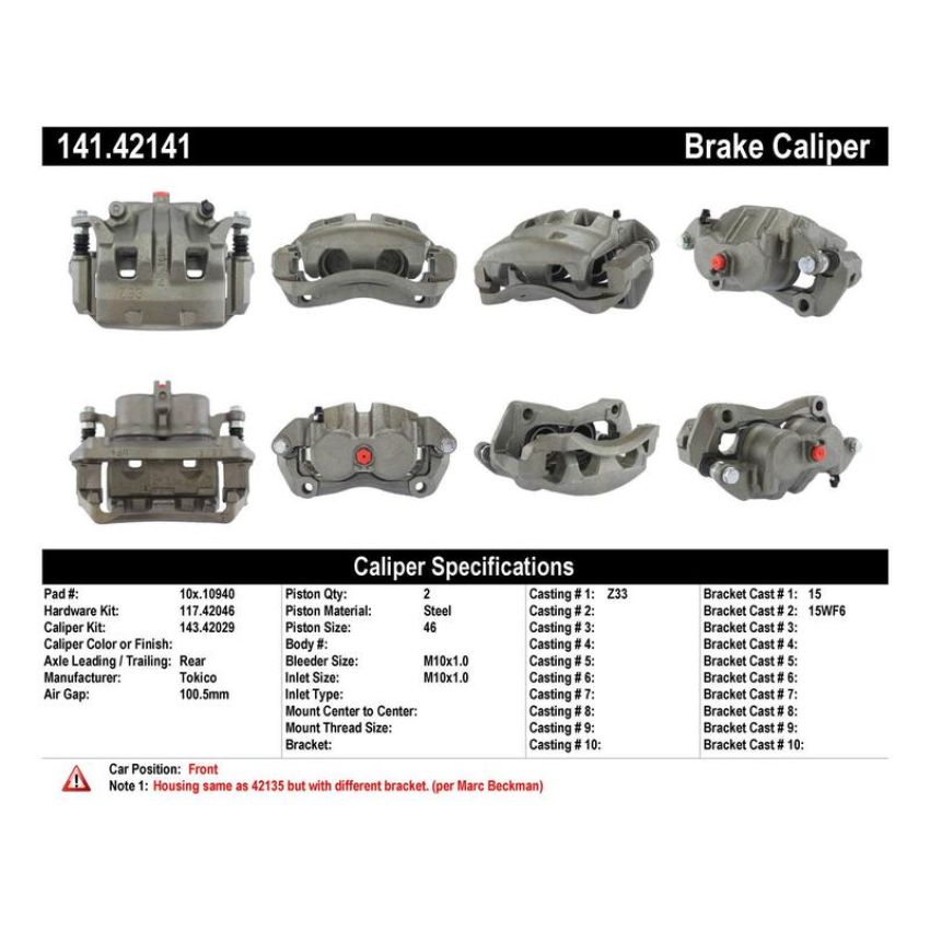 CENTRIC PARTS 141.42141 Centric Semi-Loaded Brake Caliper