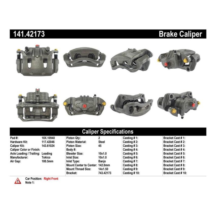 CENTRIC PARTS 141.42173 Centric Semi-Loaded Brake Caliper
