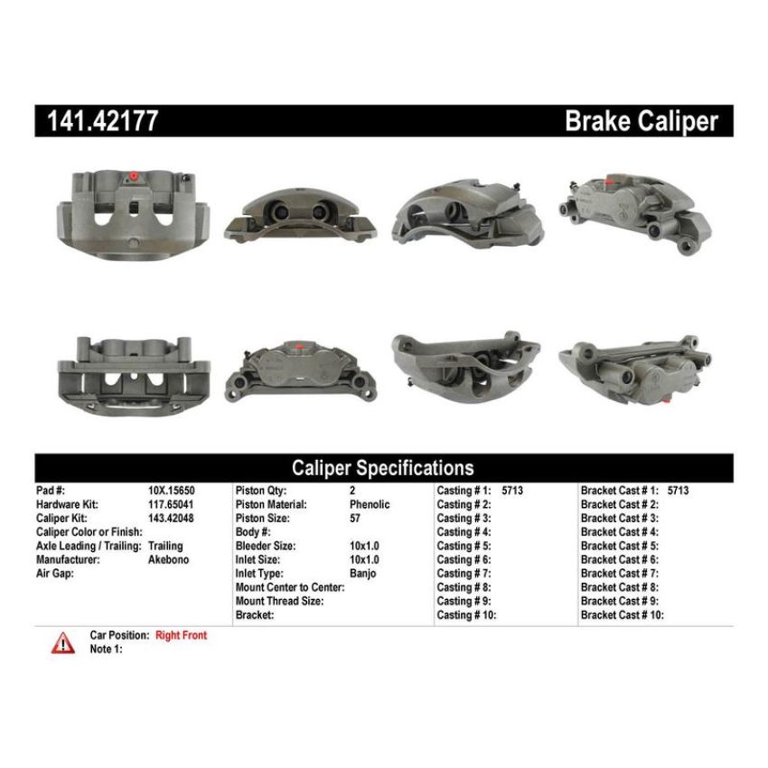 CENTRIC PARTS 141.42177 Centric Semi-Loaded Brake Caliper with New Phenolic Pistons