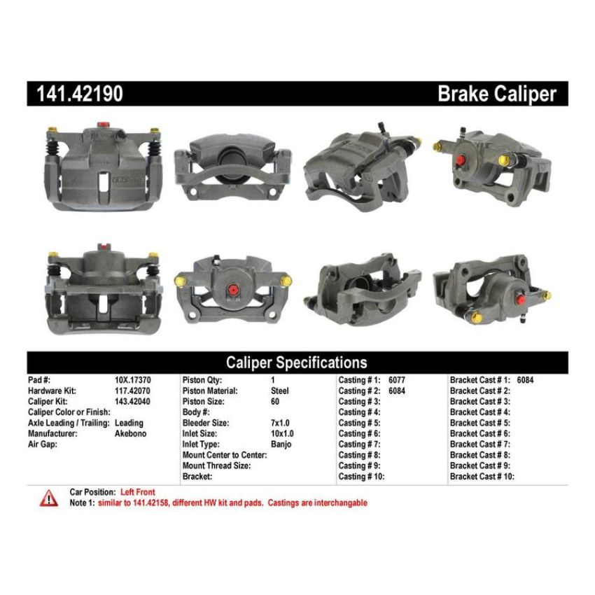 CENTRIC PARTS 141.42190 Centric Semi-Loaded Brake Caliper