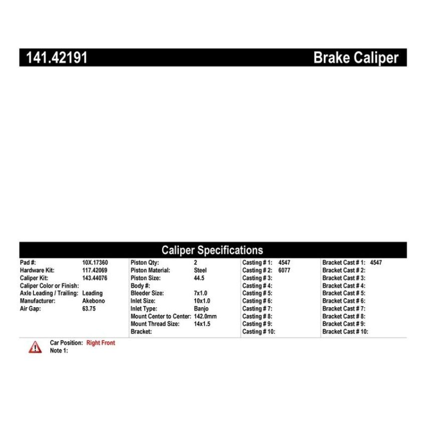 CENTRIC PARTS 141.42191 Centric Semi-Loaded Brake Caliper