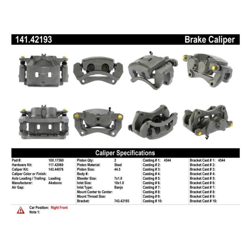 CENTRIC PARTS 141.42193 Centric Semi-Loaded Brake Caliper