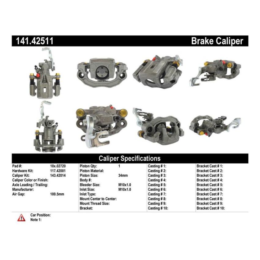 CENTRIC PARTS 141.42511 Centric Semi-Loaded Brake Caliper