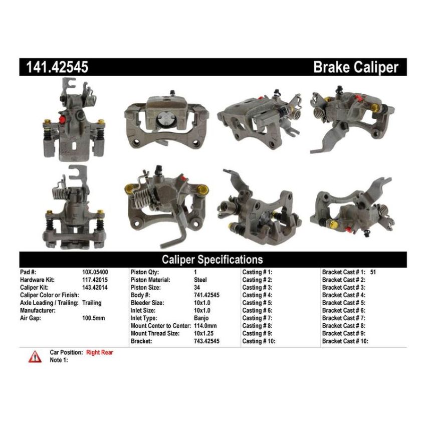 CENTRIC PARTS 141.42545 Centric Semi-Loaded Brake Caliper