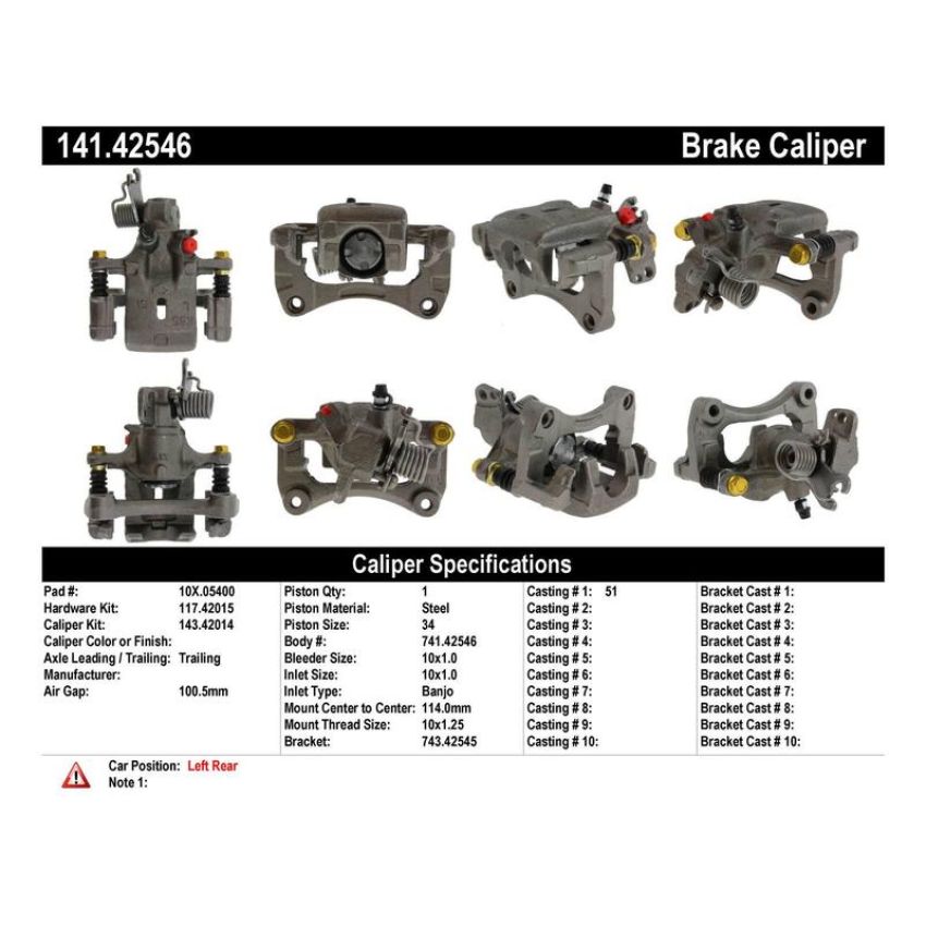 CENTRIC PARTS 141.42546 Centric Semi-Loaded Brake Caliper