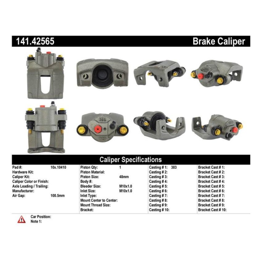 CENTRIC PARTS 141.42565 Centric Semi-Loaded Brake Caliper with New Phenolic Pistons