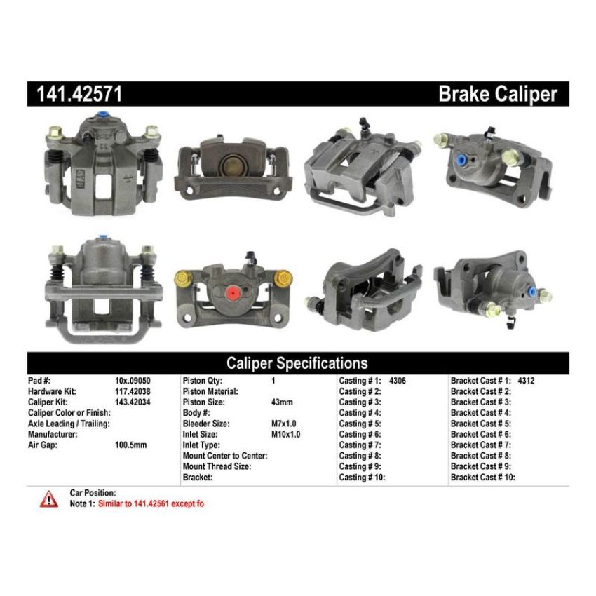CENTRIC PARTS 141.42571 Centric Semi-Loaded Brake Caliper