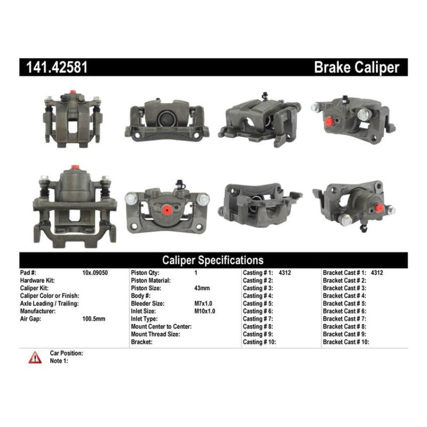 CENTRIC PARTS 141.42581 Centric Semi-Loaded Brake Caliper