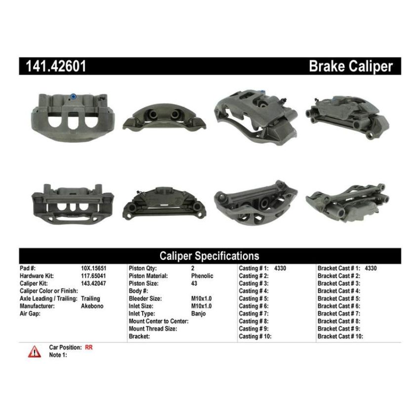 CENTRIC PARTS 141.42601 Centric Semi-Loaded Brake Caliper with New Phenolic Pistons