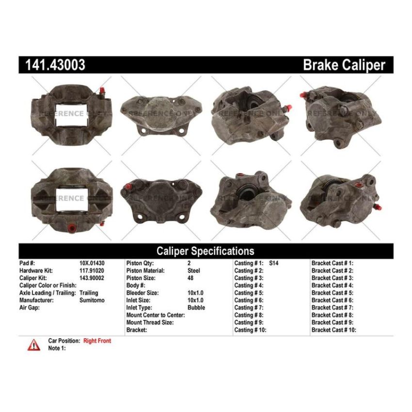 CENTRIC PARTS 141.43003 Centric Semi-Loaded Brake Caliper