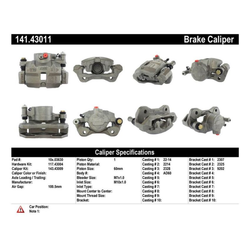 CENTRIC PARTS 141.43011 Centric Semi-Loaded Brake Caliper