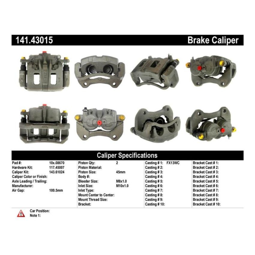 CENTRIC PARTS 141.43015 Centric Semi-Loaded Brake Caliper