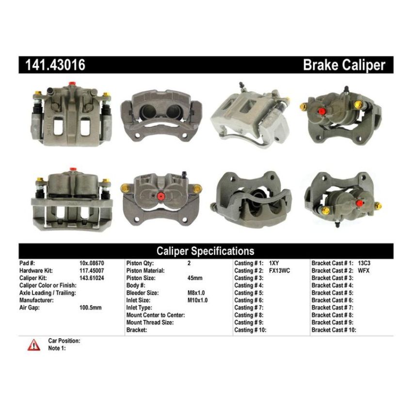 CENTRIC PARTS 141.43016 Centric Semi-Loaded Brake Caliper