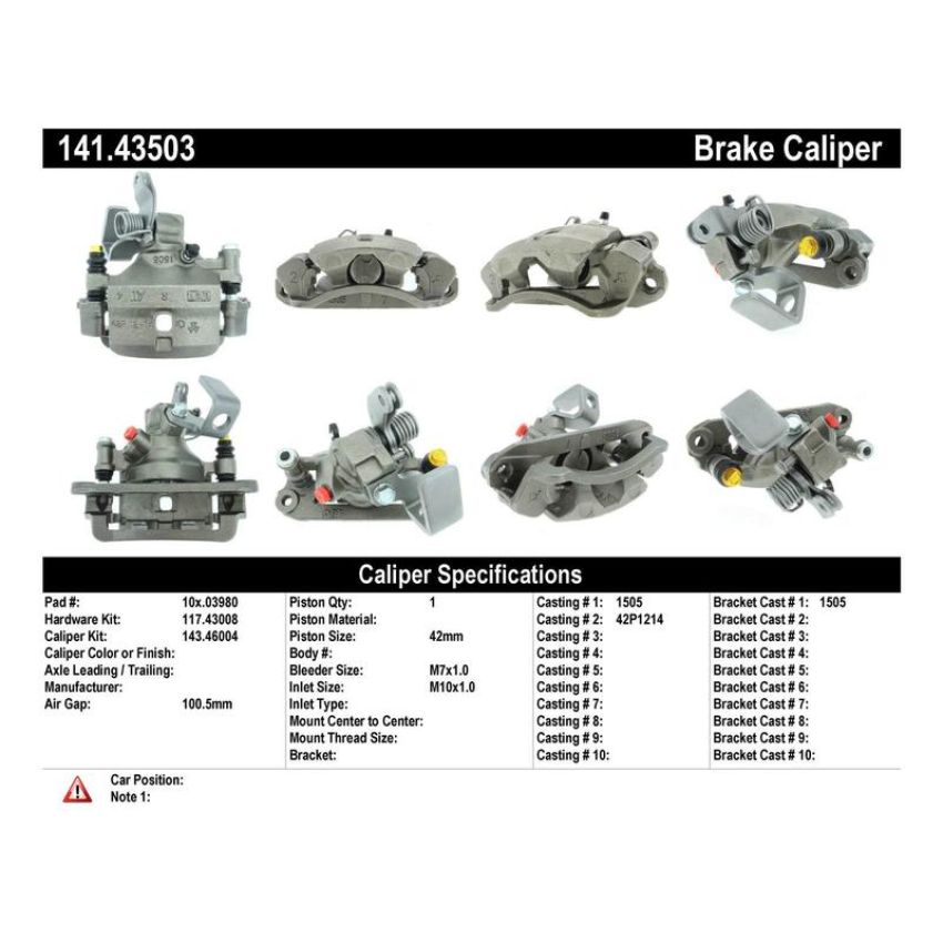 CENTRIC PARTS 141.43503 Centric Semi-Loaded Brake Caliper