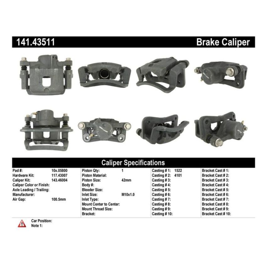CENTRIC PARTS 141.43511 Centric Semi-Loaded Brake Caliper