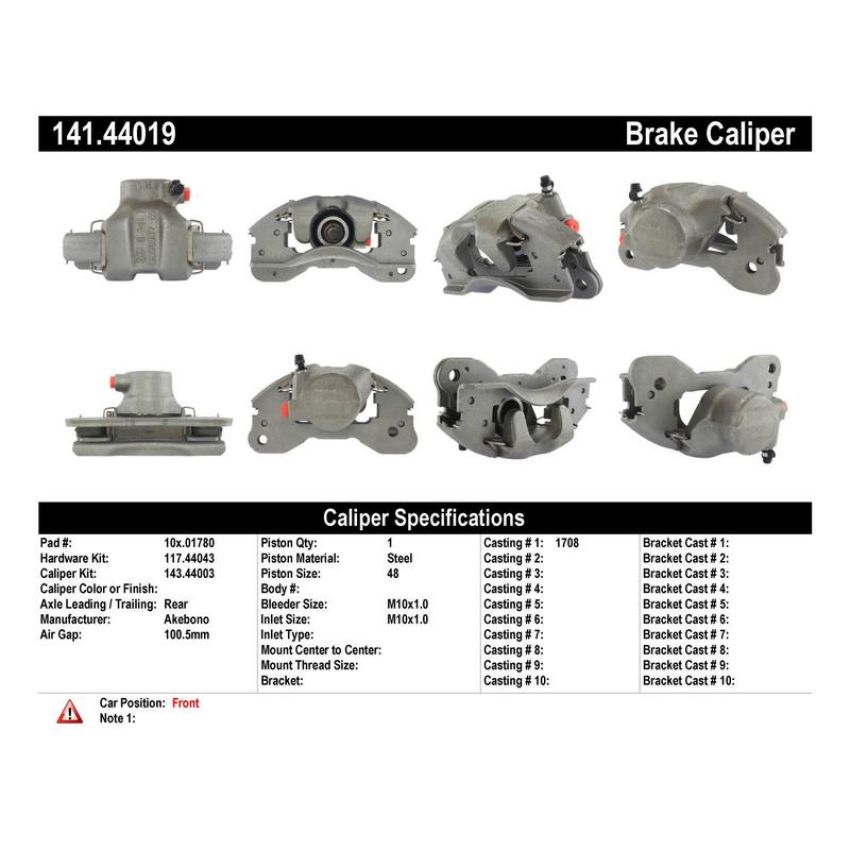 CENTRIC PARTS 141.44019 Centric Semi-Loaded Brake Caliper
