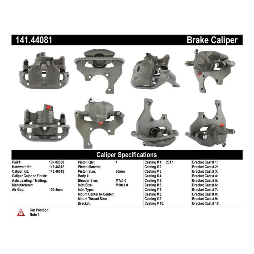 CENTRIC PARTS 141.44081 Centric Semi-Loaded Brake Caliper