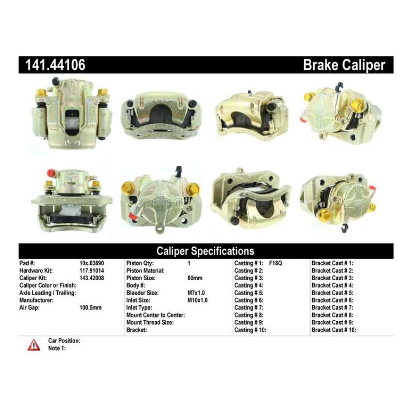 CENTRIC PARTS 141.44106 Centric Semi-Loaded Brake Caliper