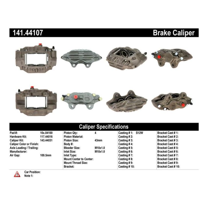CENTRIC PARTS 141.44107 Centric Semi-Loaded Brake Caliper