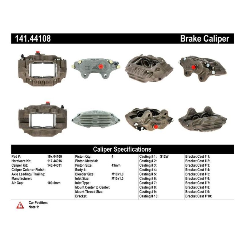 CENTRIC PARTS 141.44108 Centric Semi-Loaded Brake Caliper