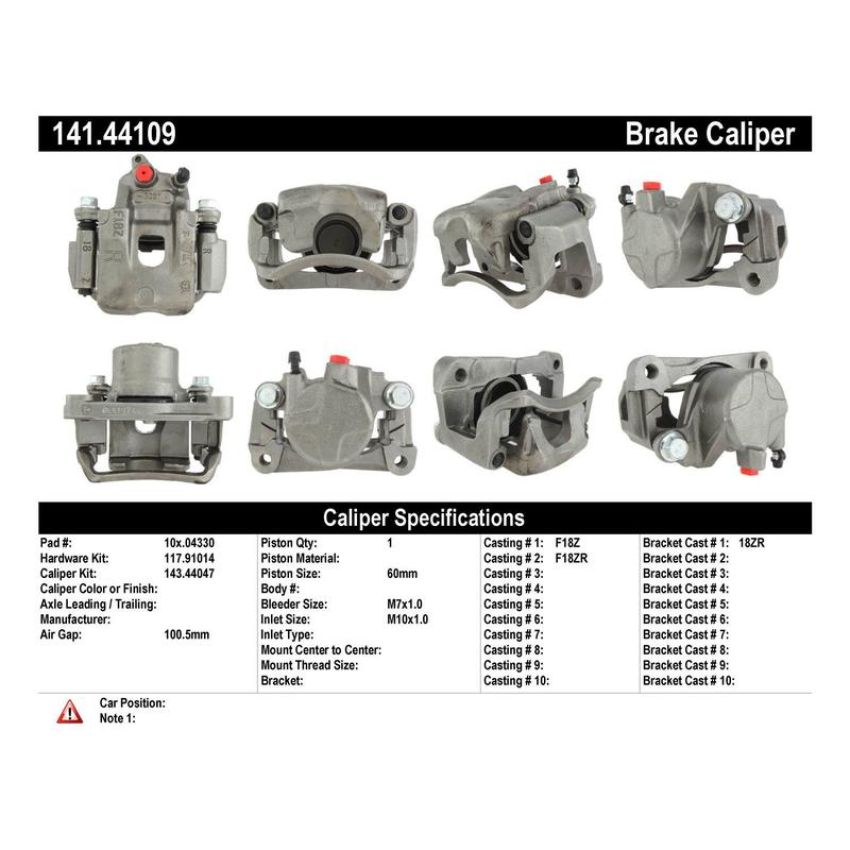 CENTRIC PARTS 141.44109 Centric Semi-Loaded Brake Caliper