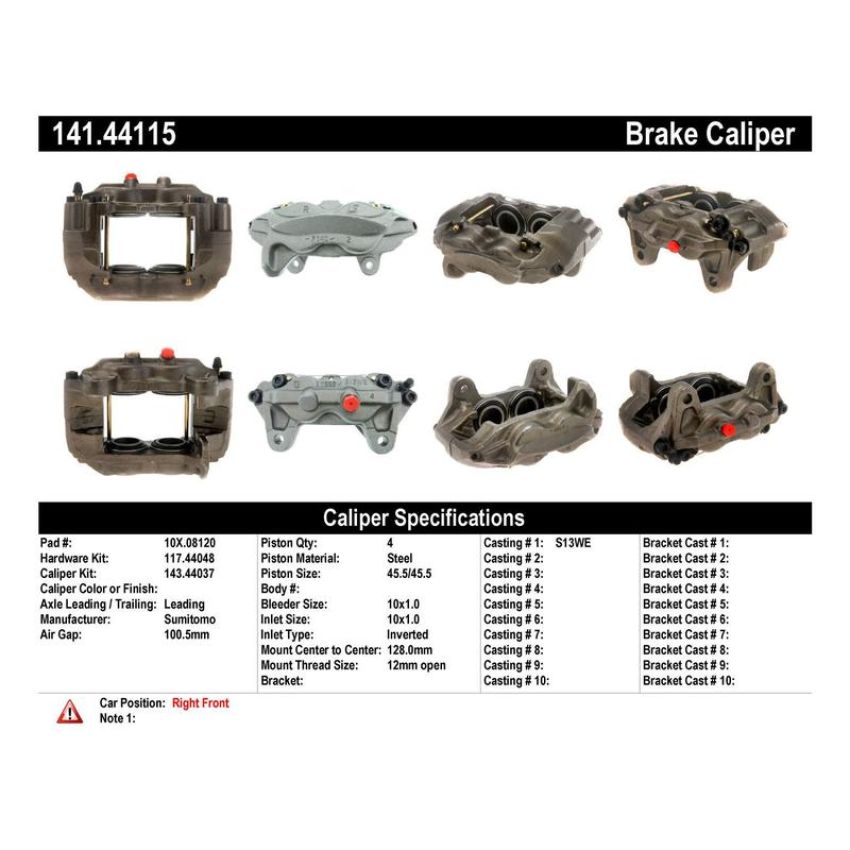 CENTRIC PARTS 141.44115 Centric Semi-Loaded Brake Caliper