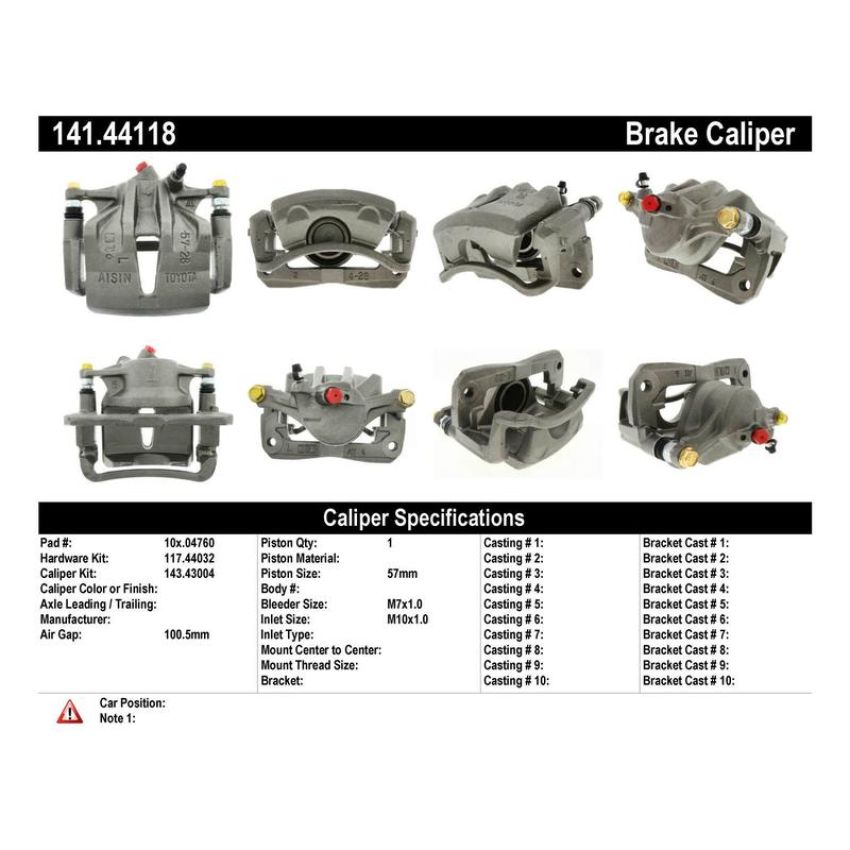 CENTRIC PARTS 141.44118 Centric Semi-Loaded Brake Caliper