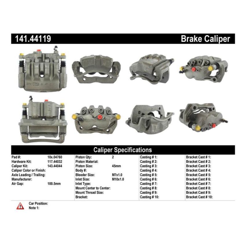 CENTRIC PARTS 141.44119 Centric Semi-Loaded Brake Caliper