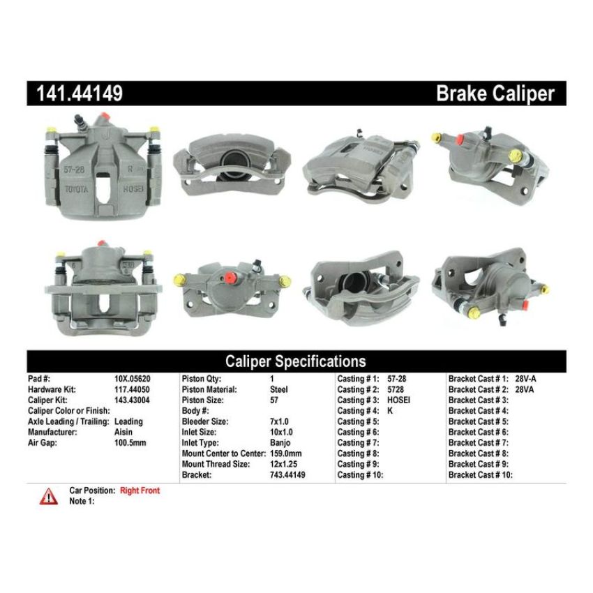 CENTRIC PARTS 141.44149 Centric Semi-Loaded Brake Caliper