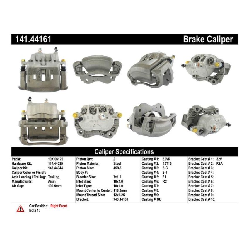 CENTRIC PARTS 141.44161 Centric Semi-Loaded Brake Caliper