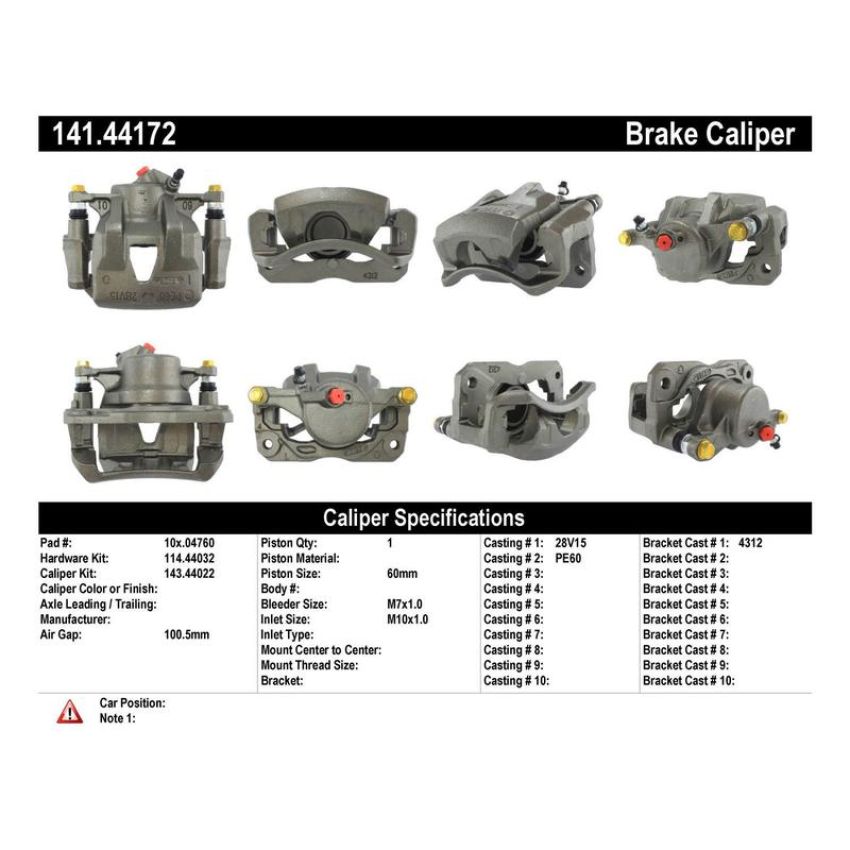CENTRIC PARTS 141.44172 Centric Semi-Loaded Brake Caliper