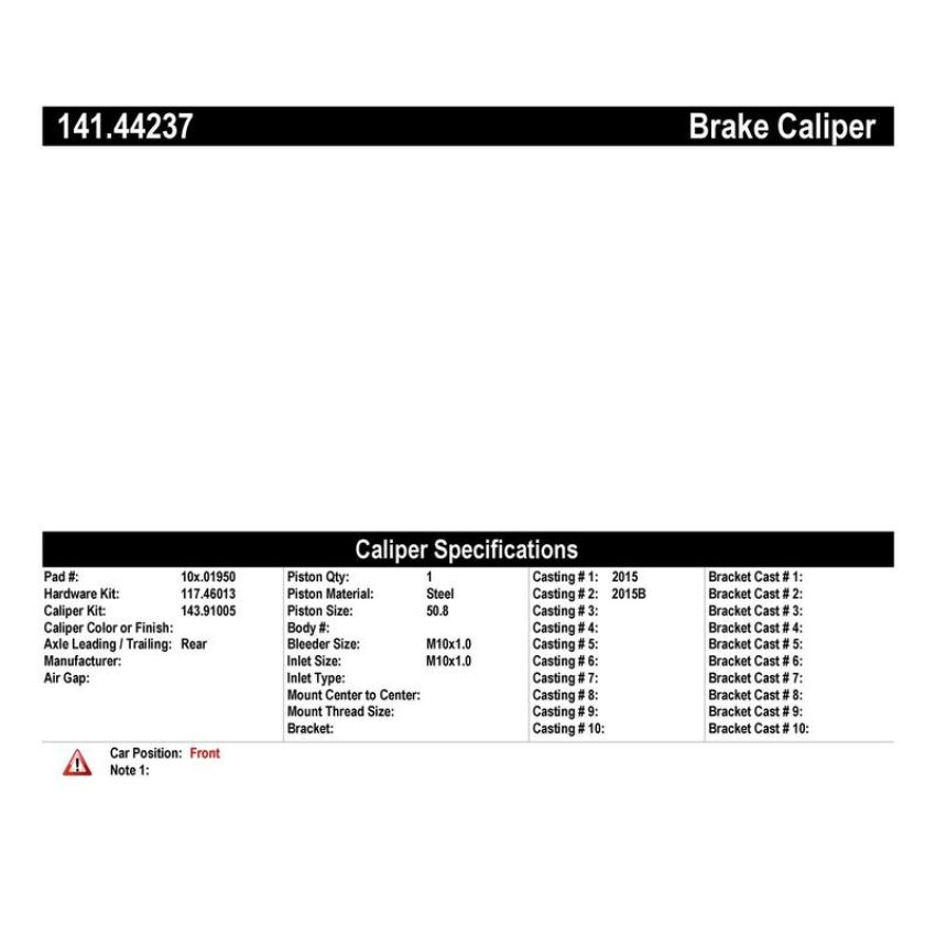 CENTRIC PARTS 141.44237 Centric Semi-Loaded Brake Caliper