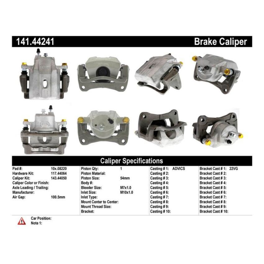 CENTRIC PARTS 141.44241 Centric Semi-Loaded Brake Caliper with New Phenolic Pistons