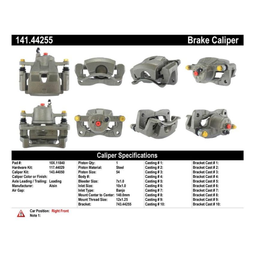 CENTRIC PARTS 141.44255 Centric Semi-Loaded Brake Caliper