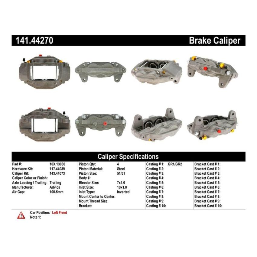 CENTRIC PARTS 141.44270 Centric Semi-Loaded Brake Caliper