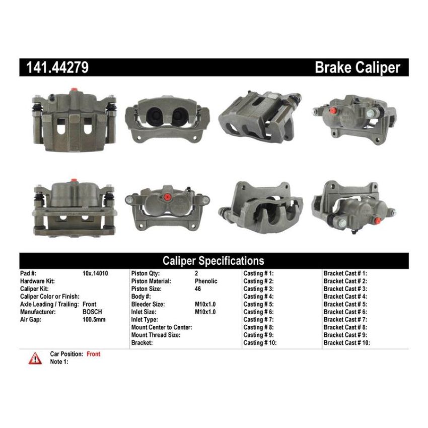 CENTRIC PARTS 141.44279 Centric Semi-Loaded Brake Caliper with New Phenolic Pistons