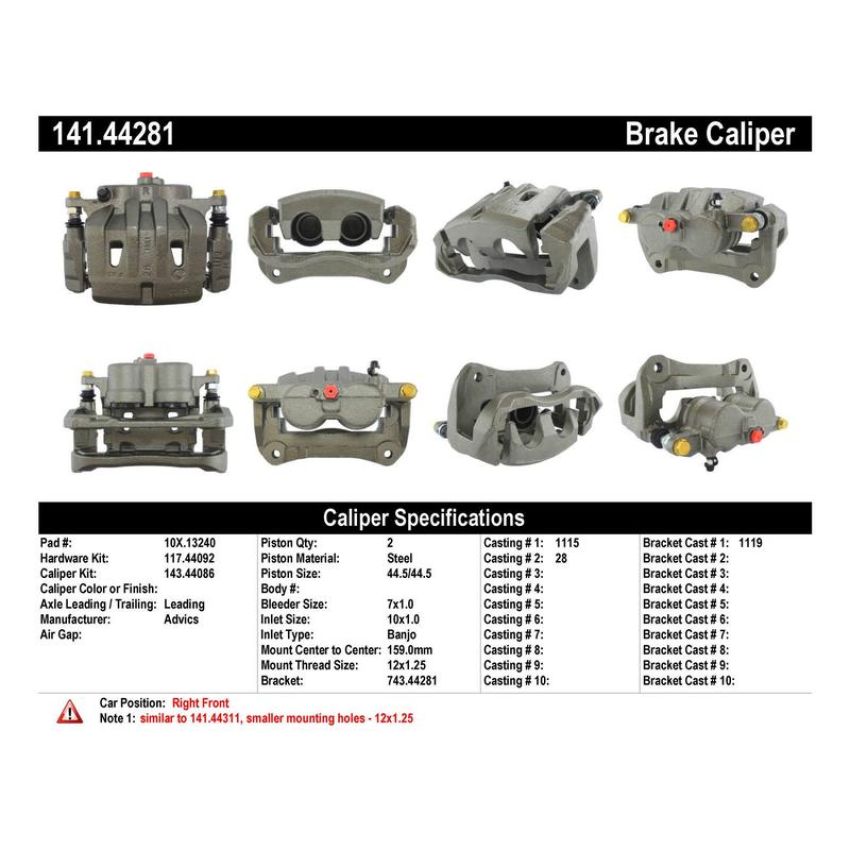 CENTRIC PARTS 141.44281 Centric Semi-Loaded Brake Caliper