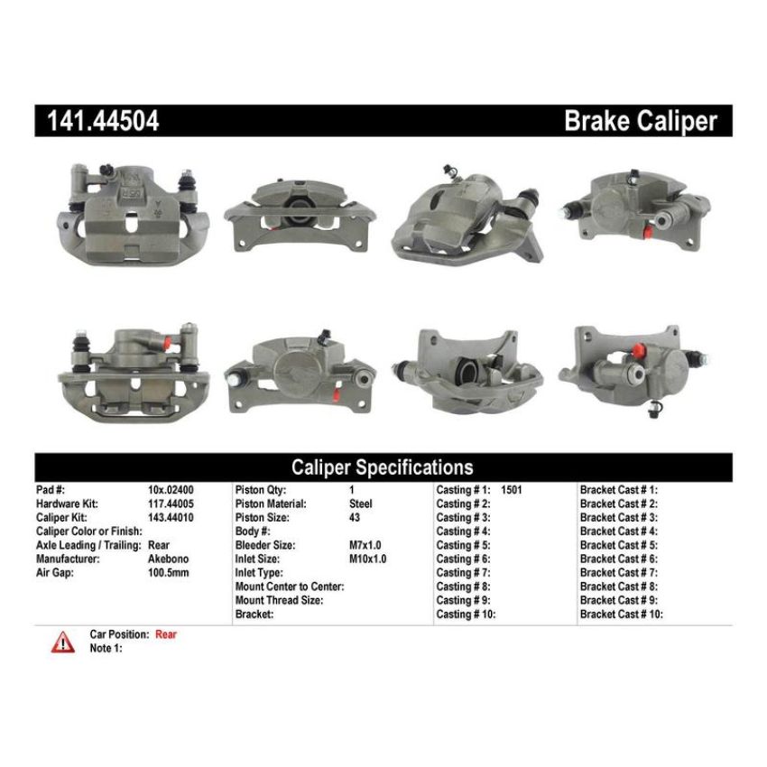 CENTRIC PARTS 141.44504 Centric Semi-Loaded Brake Caliper