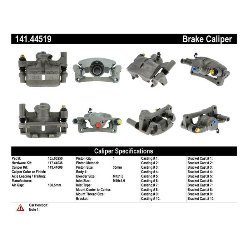 CENTRIC PARTS 141.44519 Centric Semi-Loaded Brake Caliper